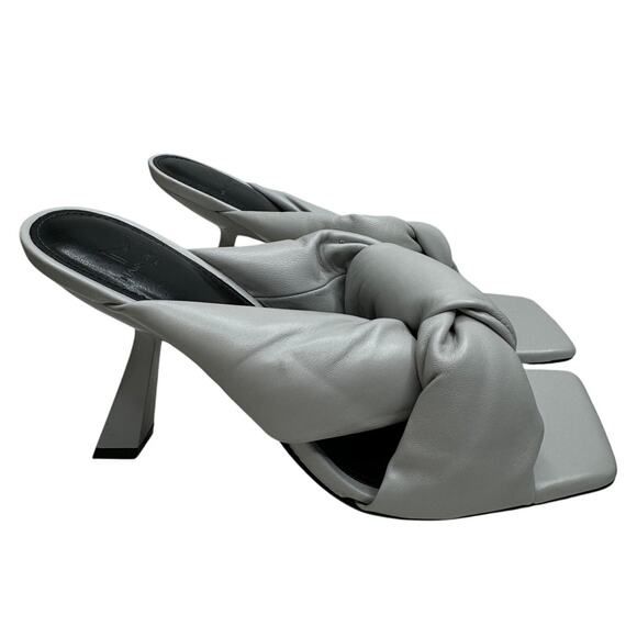 NEW Marc Fisher Dellian Gray Mule Knot Square Toe Slip On Leather Heel, Size 7.5 - Picture 3 of 9